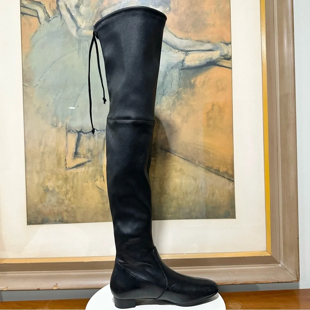 🌹STUART WEITZMAN🌹 Black Lowland Over-the-knee Leather Boots Size: 4B